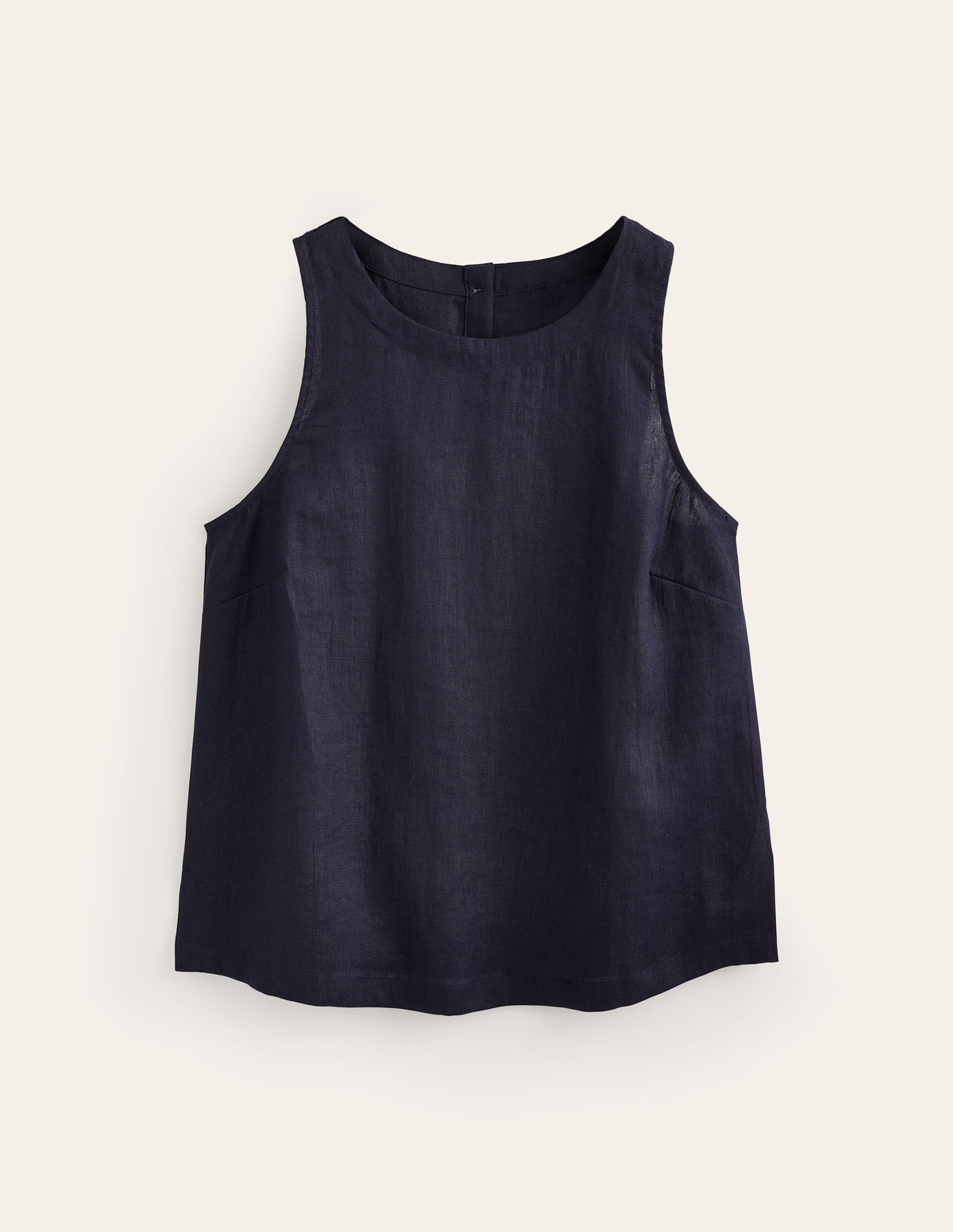 Linen Sleeveless Shell Top-Navy - Image 5