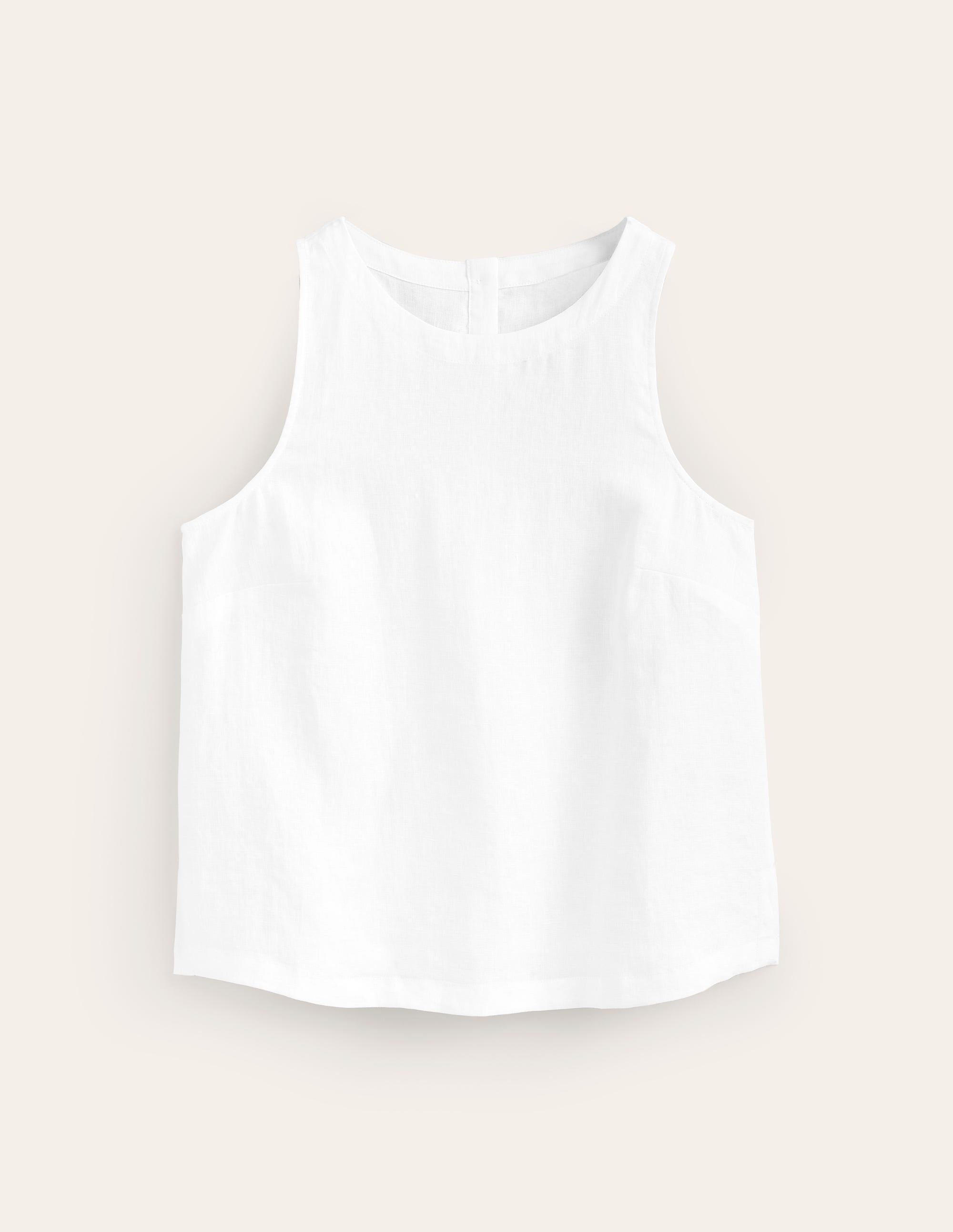 Linen Sleeveless Shell Top-White - Image 5