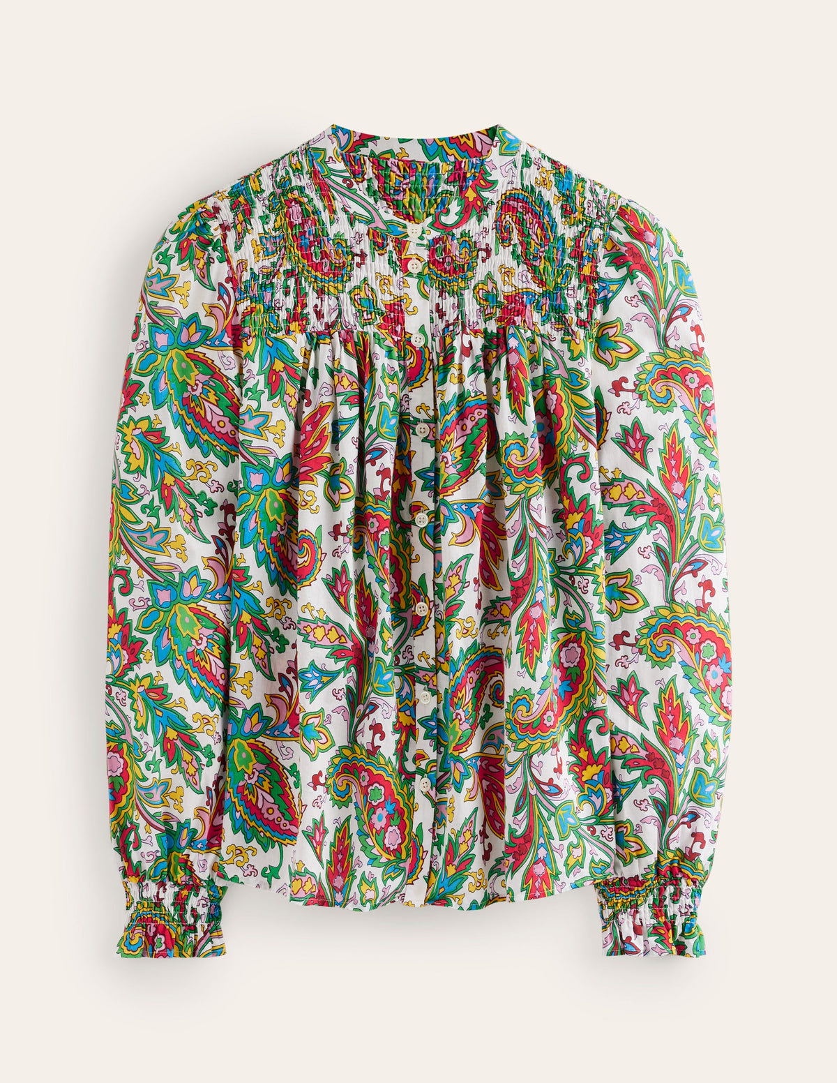 Helena Cotton Blouse-Ivory, Paisley Azure - Image 6