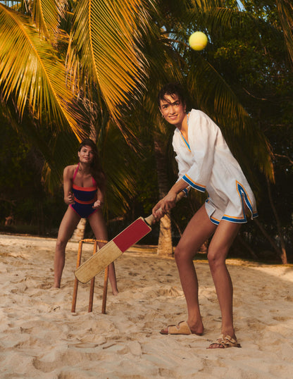 Neck Detail Tunic Top-White, Surf the Web-5