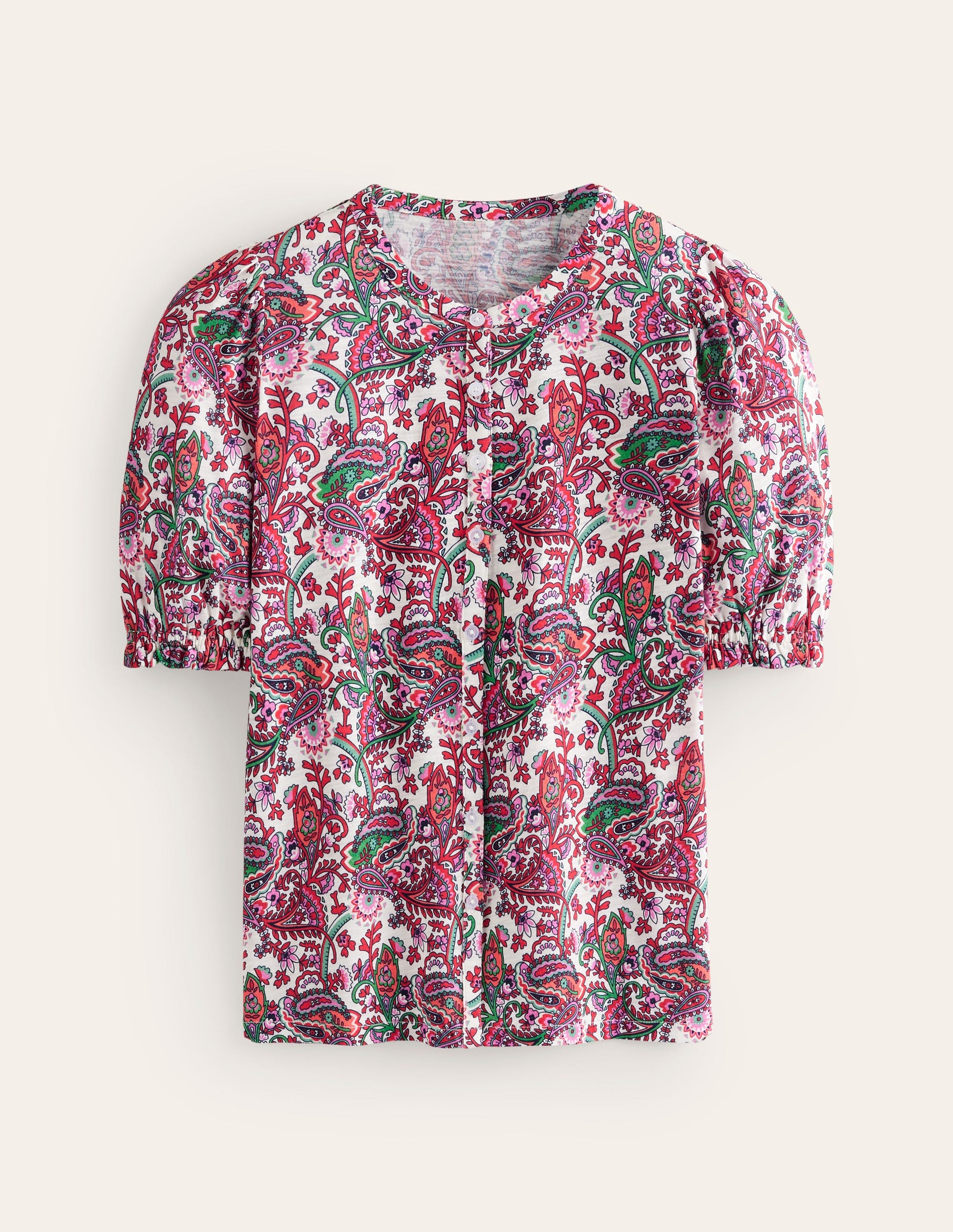 Dolly Puff Sleeve Jersey Shirt-Multi, Fantastical-5
