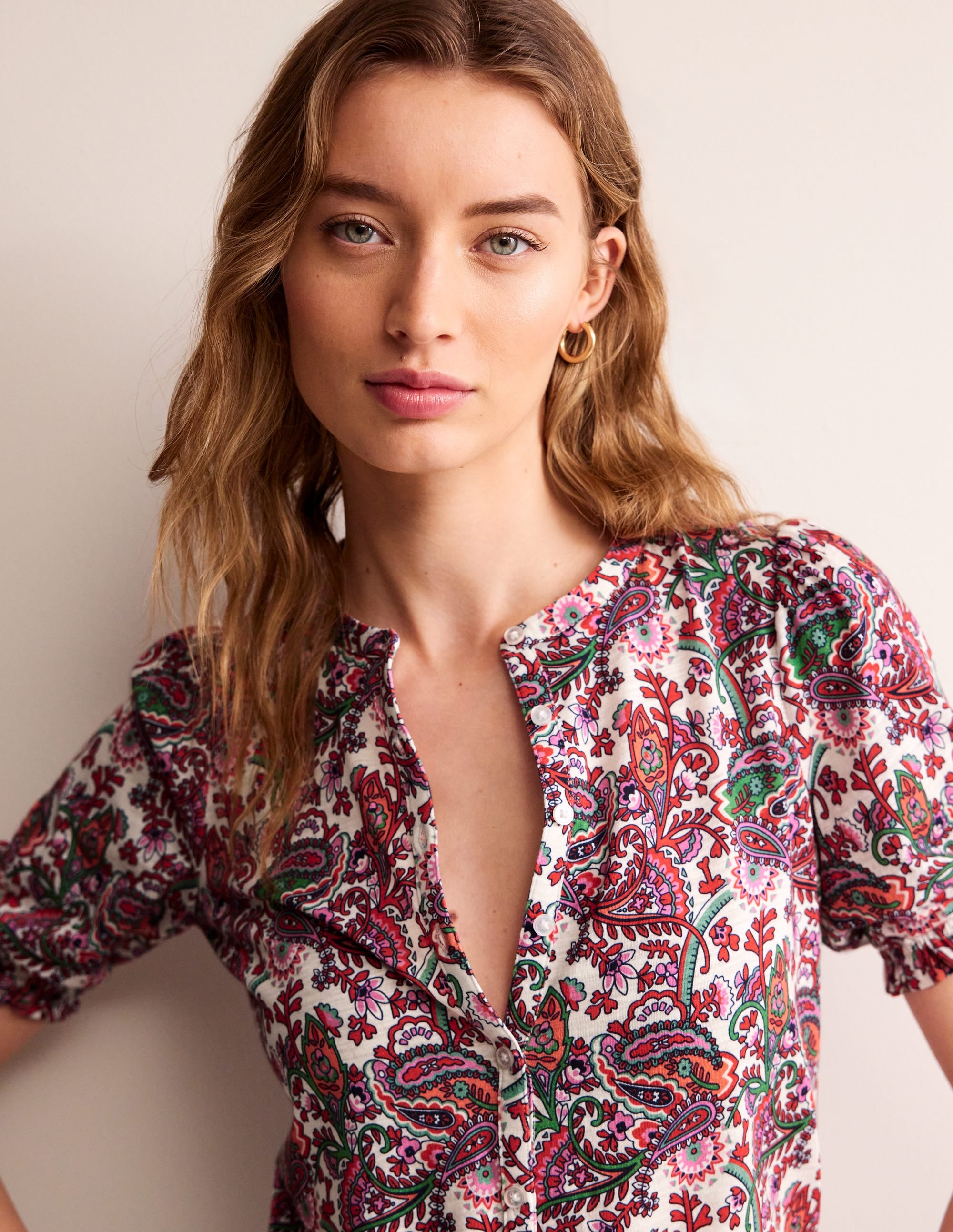 Dolly Puff Sleeve Jersey Shirt-Multi, Fantastical - Image 1