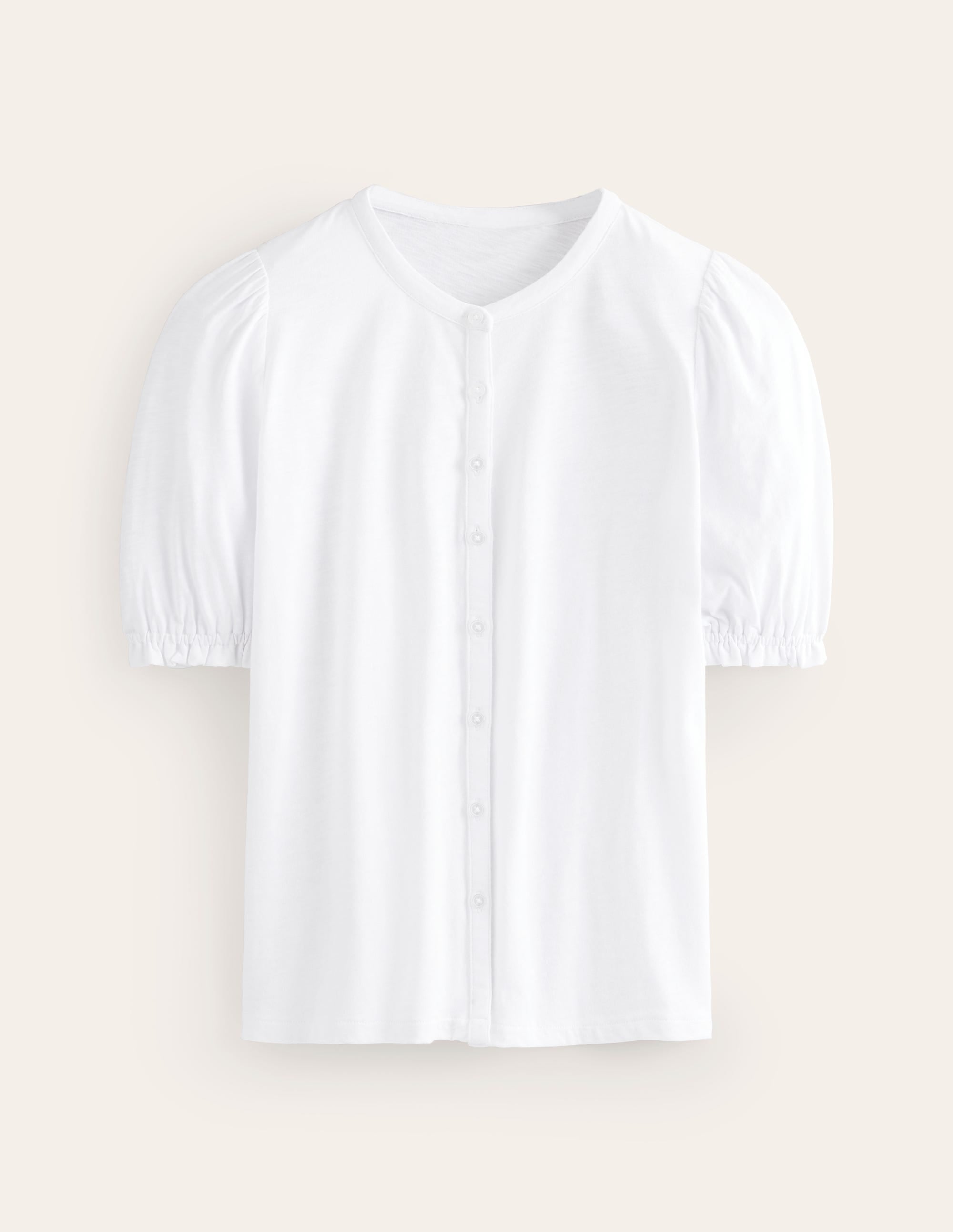 Dolly Puff Sleeve Jersey Shirt-White - Image 5