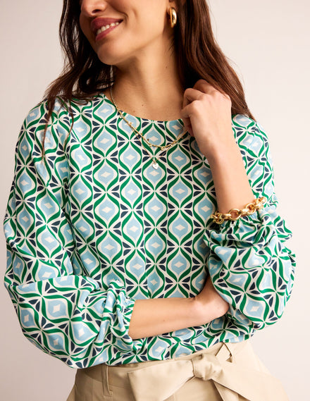 Easy Printed Top-Green Tambourine, Diamond Wave