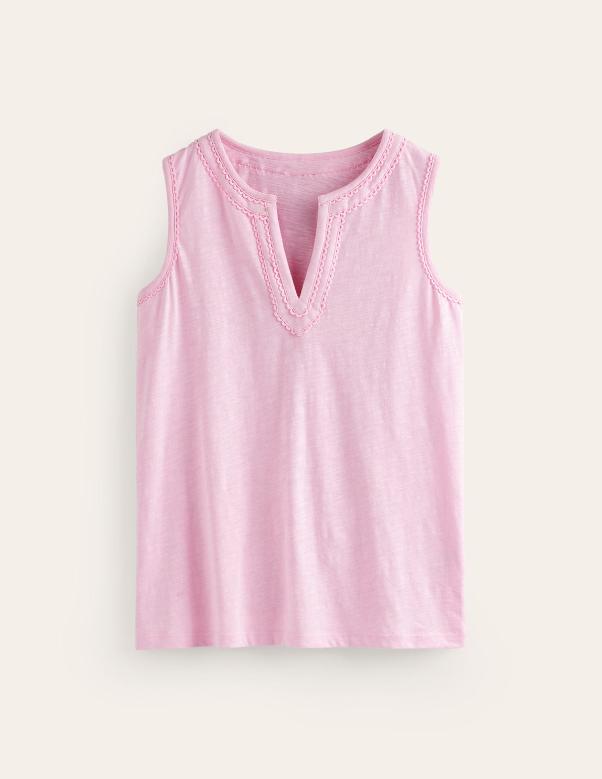 Pom Trim Detail Tank Top-Sweet Lilac-5