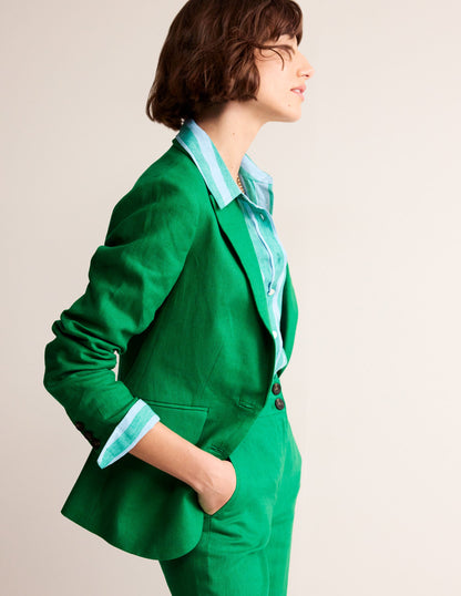 Marylebone Linen Blazer-Green Tambourine