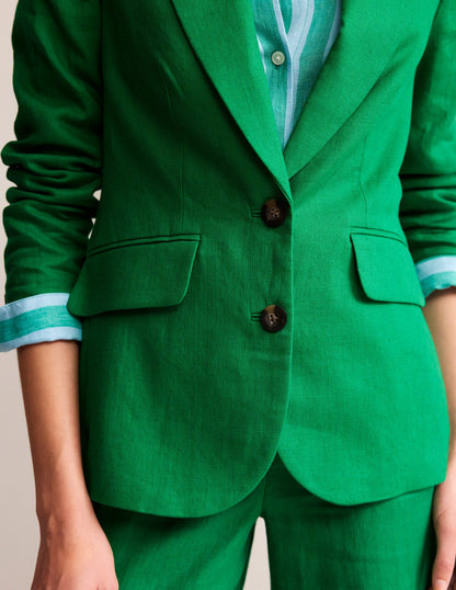 Marylebone Linen Blazer-Green Tambourine