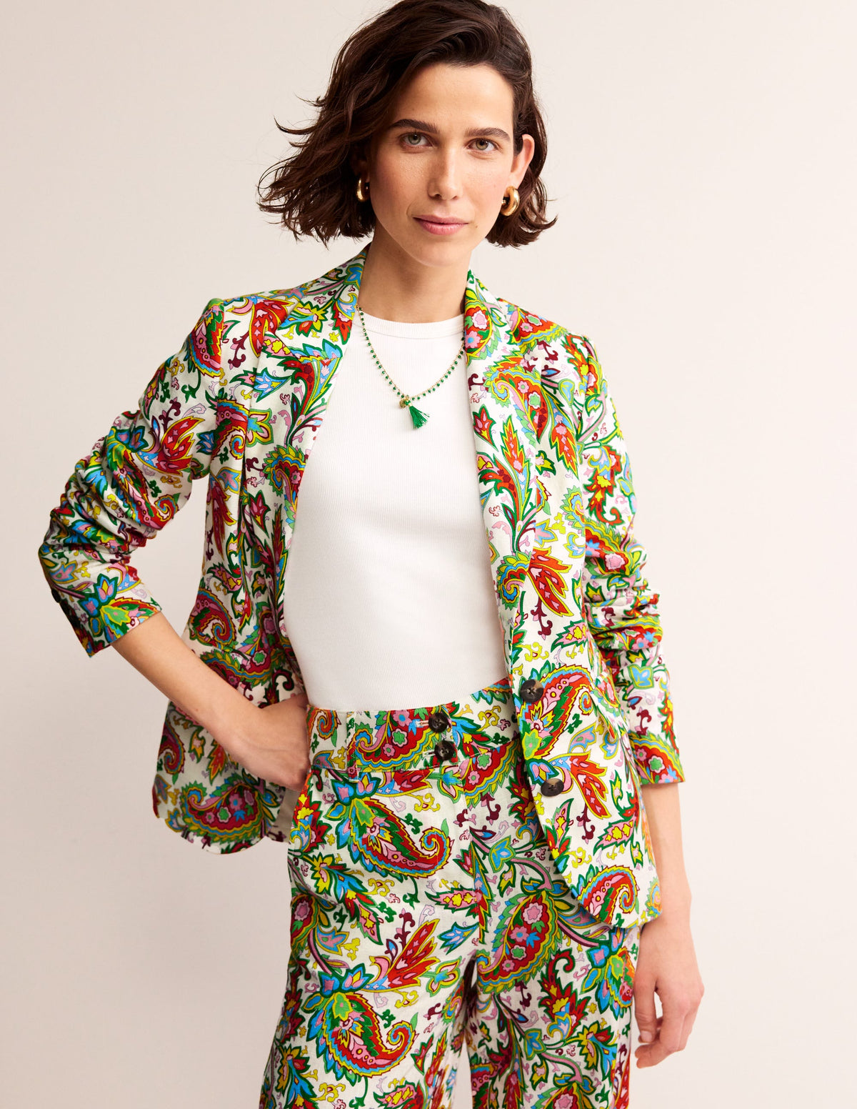 Marylebone Linen Blazer-Ivory, Paisley Azure - Image 1