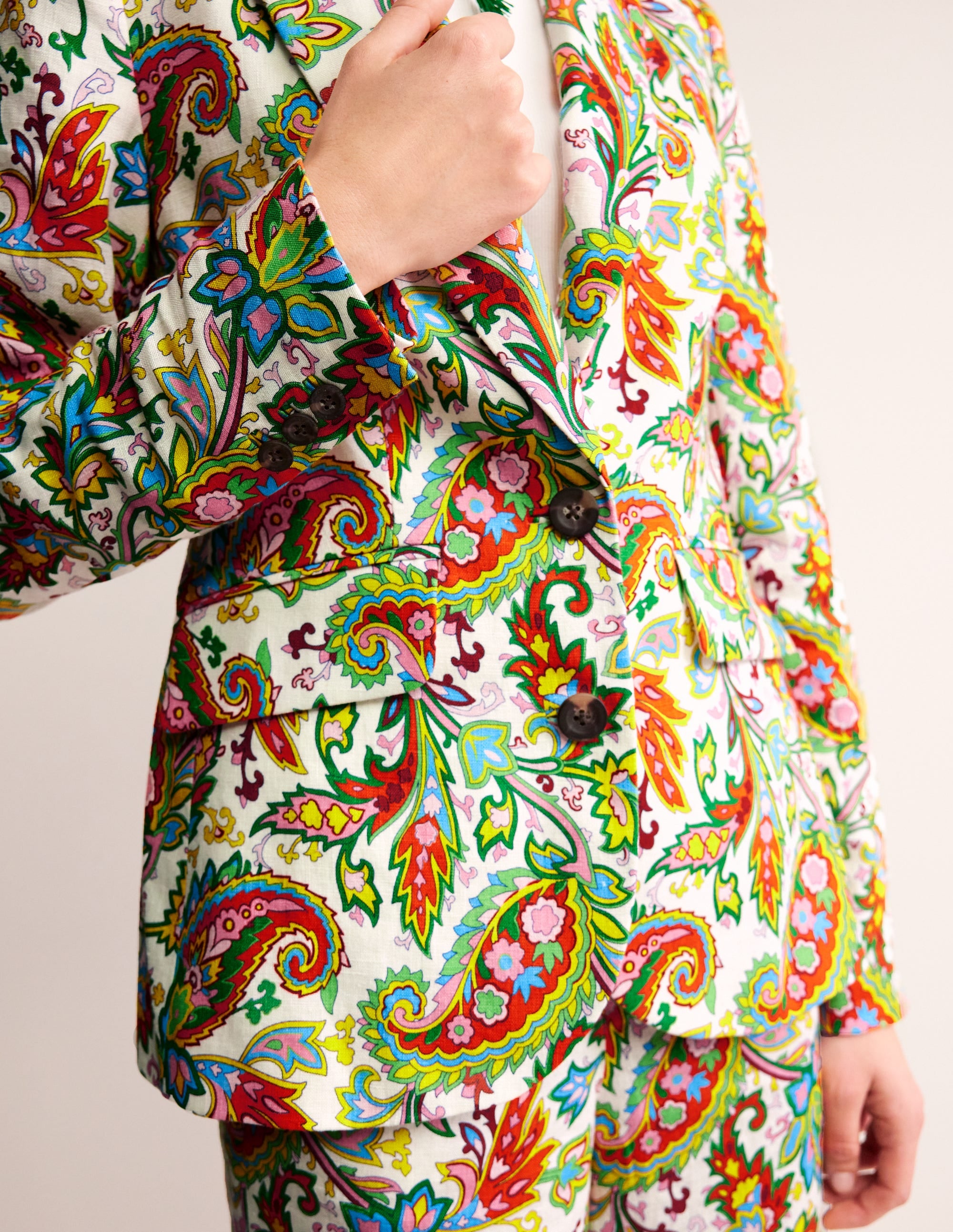 Marylebone Linen Blazer-Ivory, Paisley Azure - Image 2