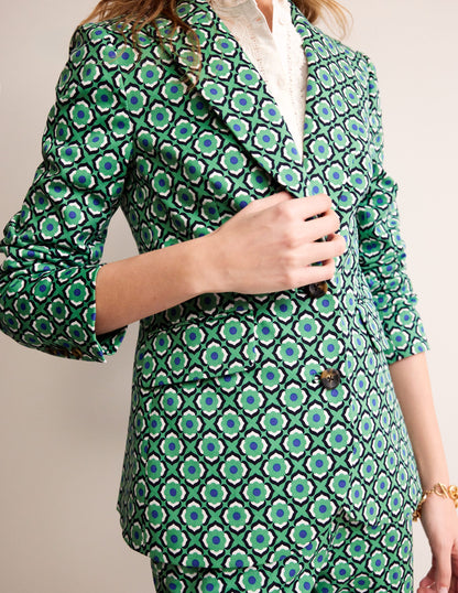 Marylebone Bi-Stretch Blazer-Ming Green, Geo Pome