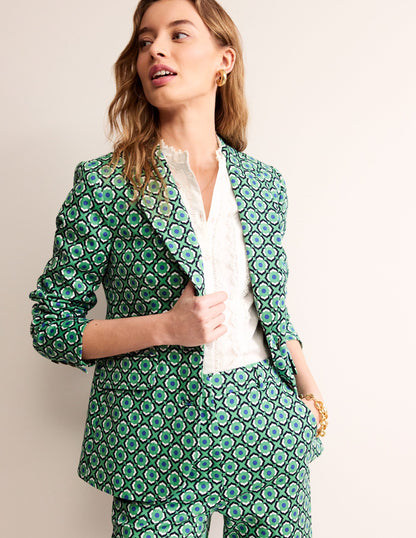 Marylebone Bi-Stretch Blazer-Ming Green, Geo Pome