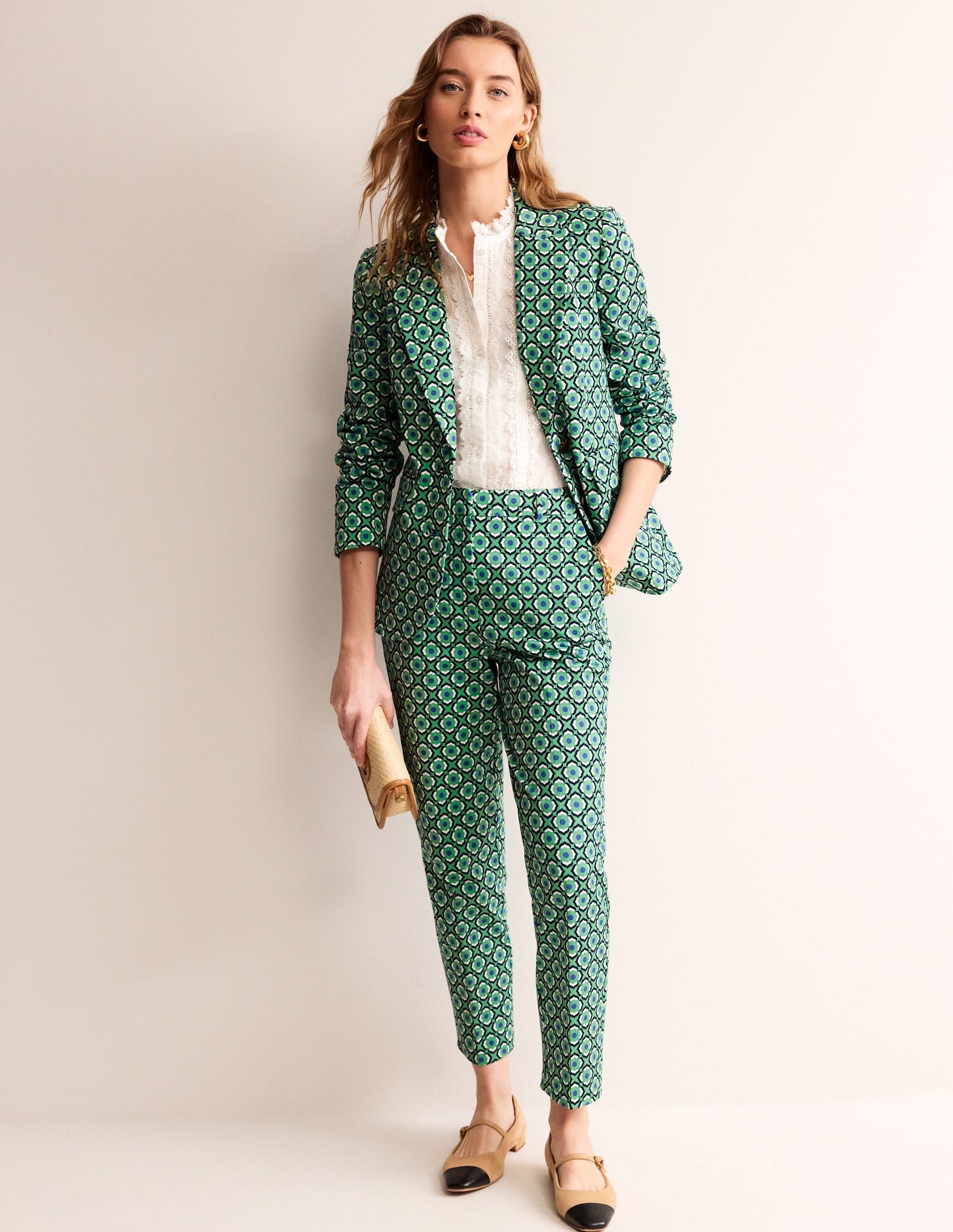 Marylebone Bi-Stretch Blazer-Ming Green, Geo Pome