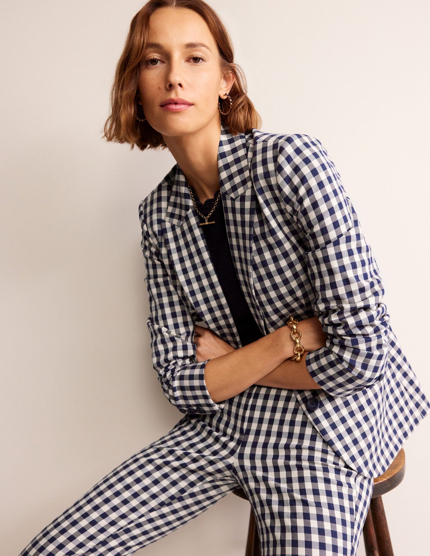 Marylebone Bi-stretch Blazer-Gingham