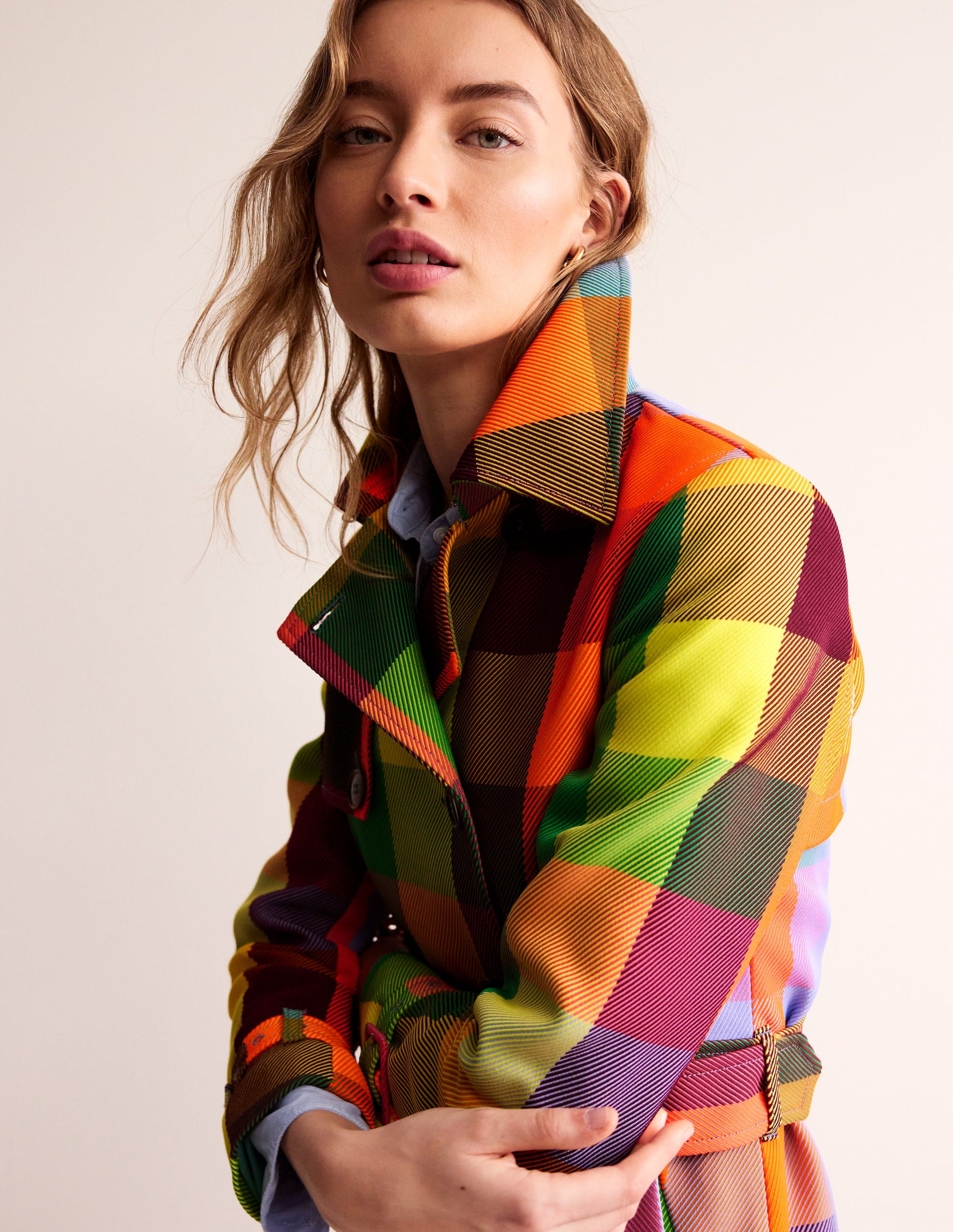 Neon Belted Trench Coat-Check-1