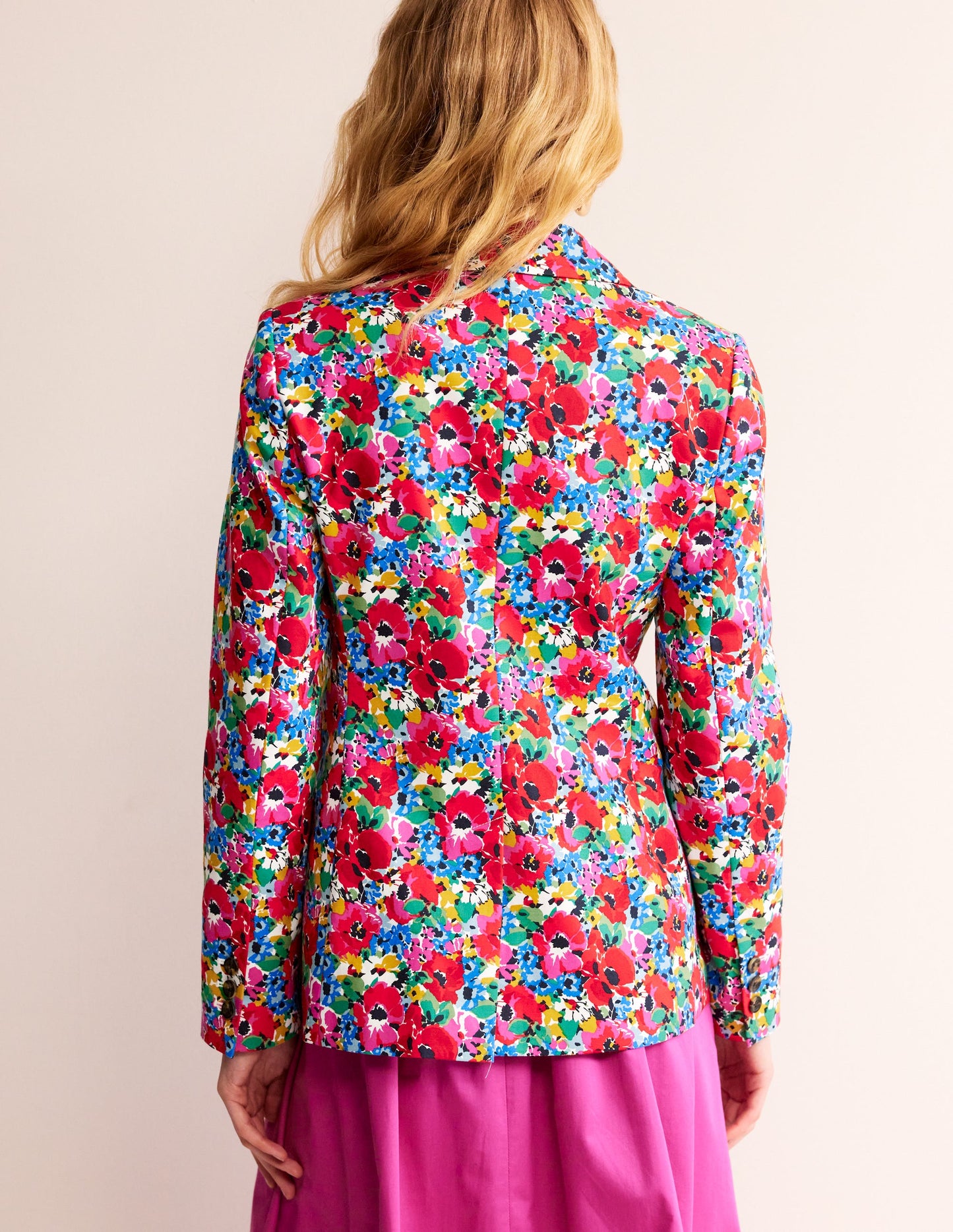 Marylebone Sateen Blazer-Multi, Wild Poppy