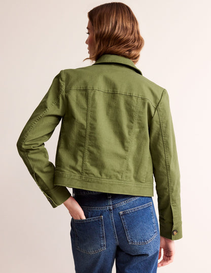 Casual Crop Jacket-Spruce