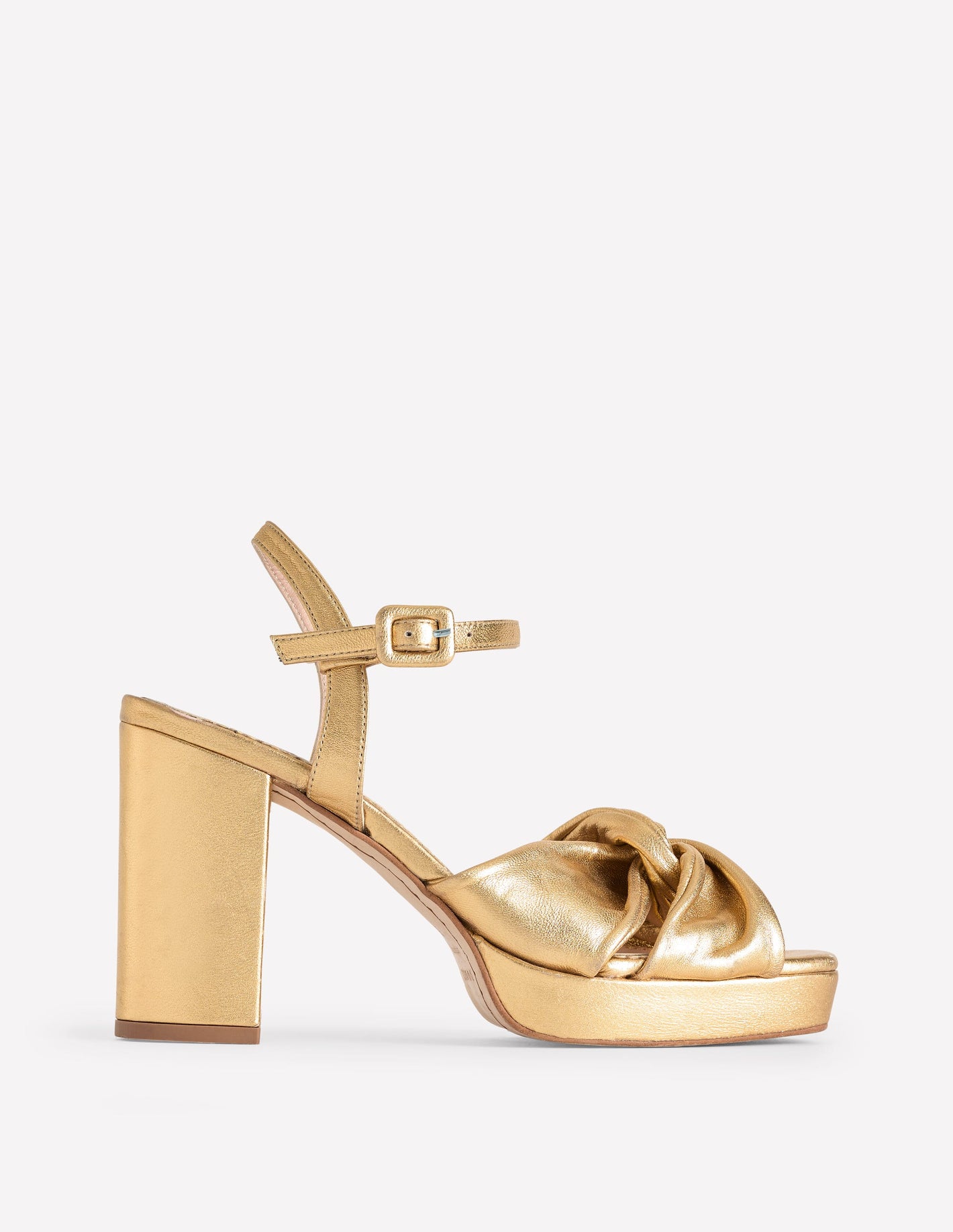 Twist Front Platform Sandals-Gold Metallic