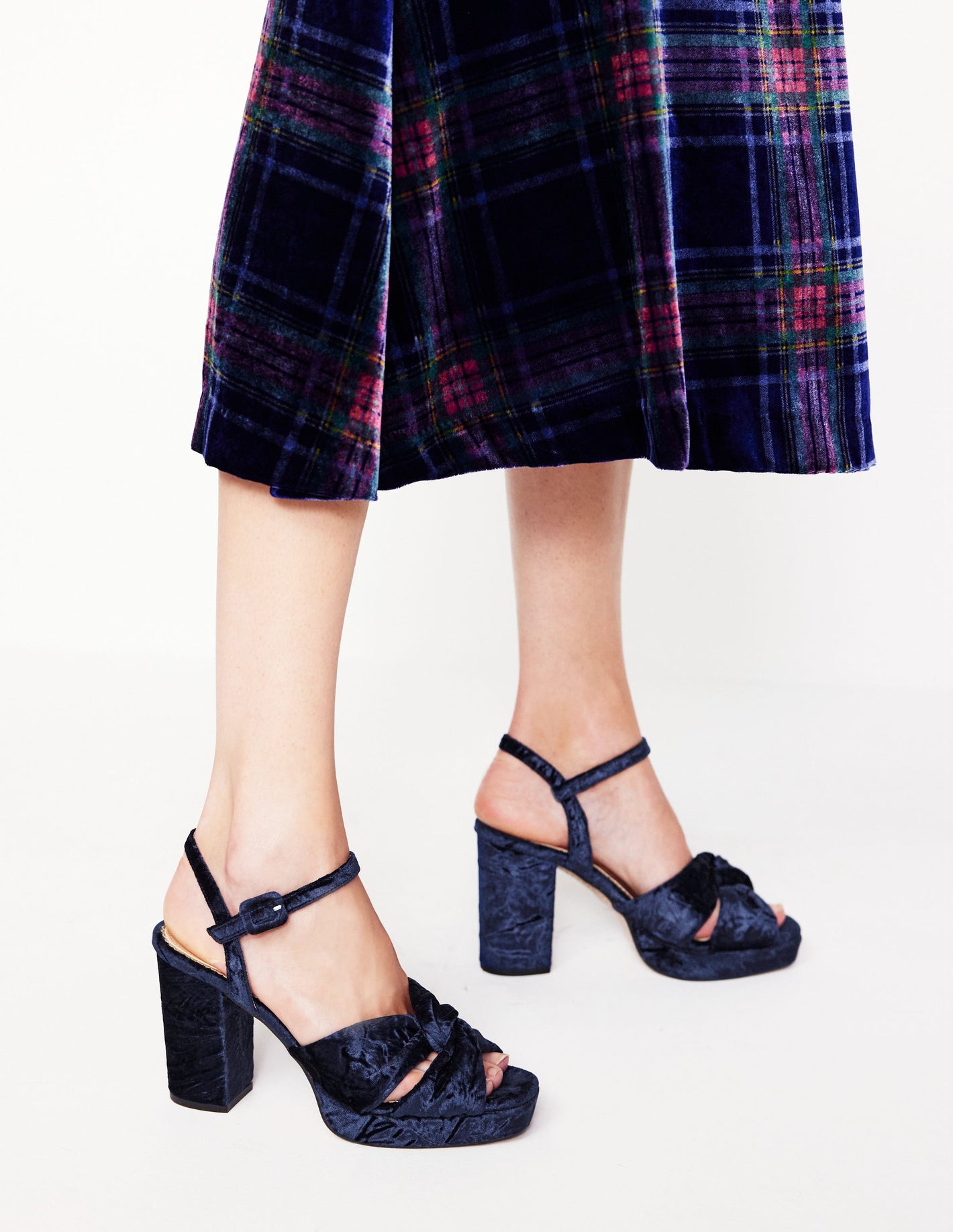 Twist Front Platform Sandals-Navy Velvet