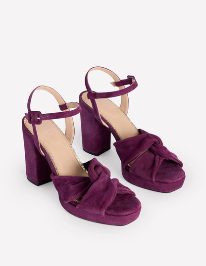 Twist Front Platform Sandals-Damson Suede