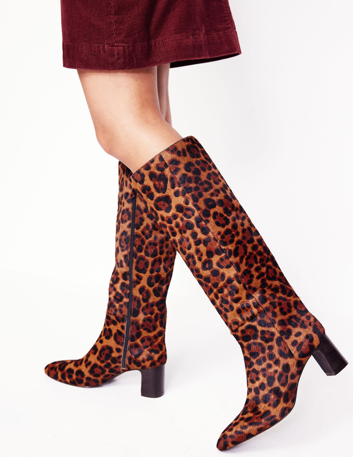Erica Knee High Leather Boots-Dark Classic Leopard - Image 1