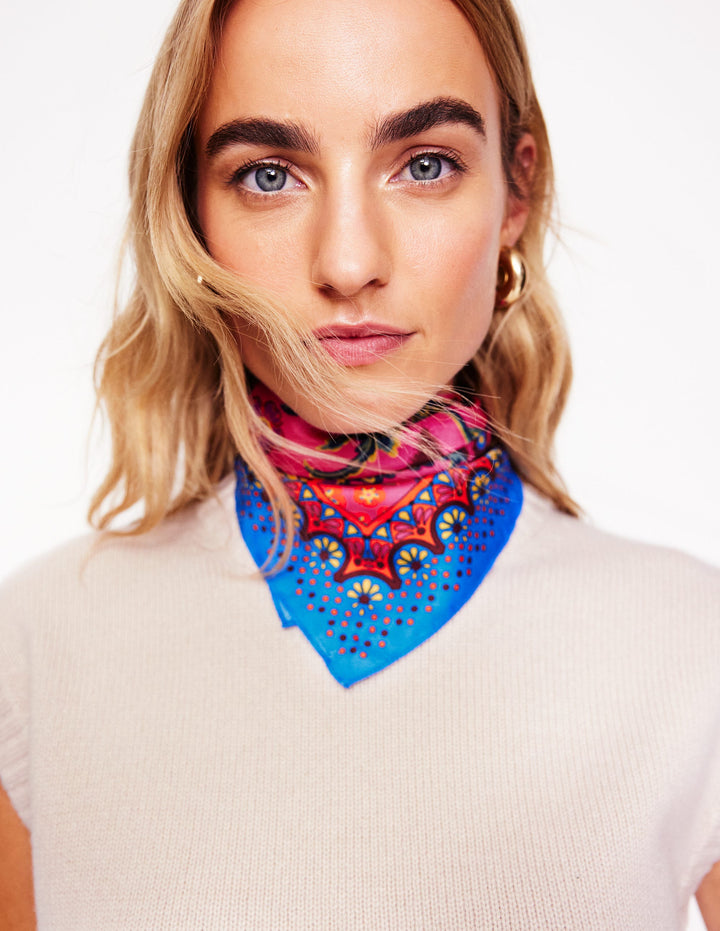 Elisabeth Silk Square Scarf-Blossom Florish, Border