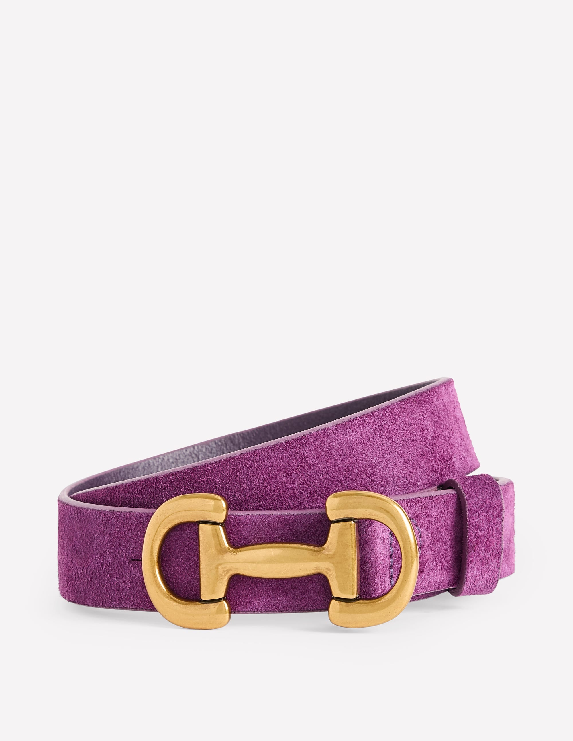 Iris Snaffle-Trim Leather Belt-Damson Suede - Image 2