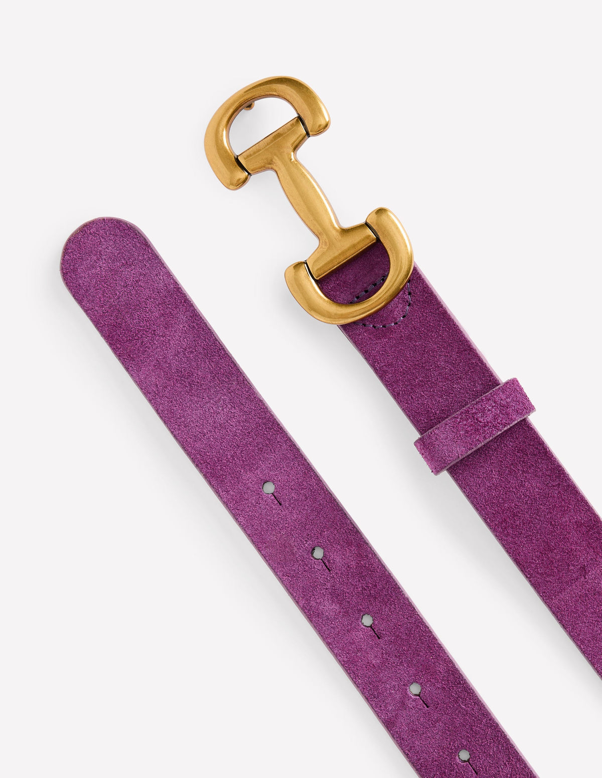 Iris Snaffle-Trim Leather Belt-Damson Suede - Image 3