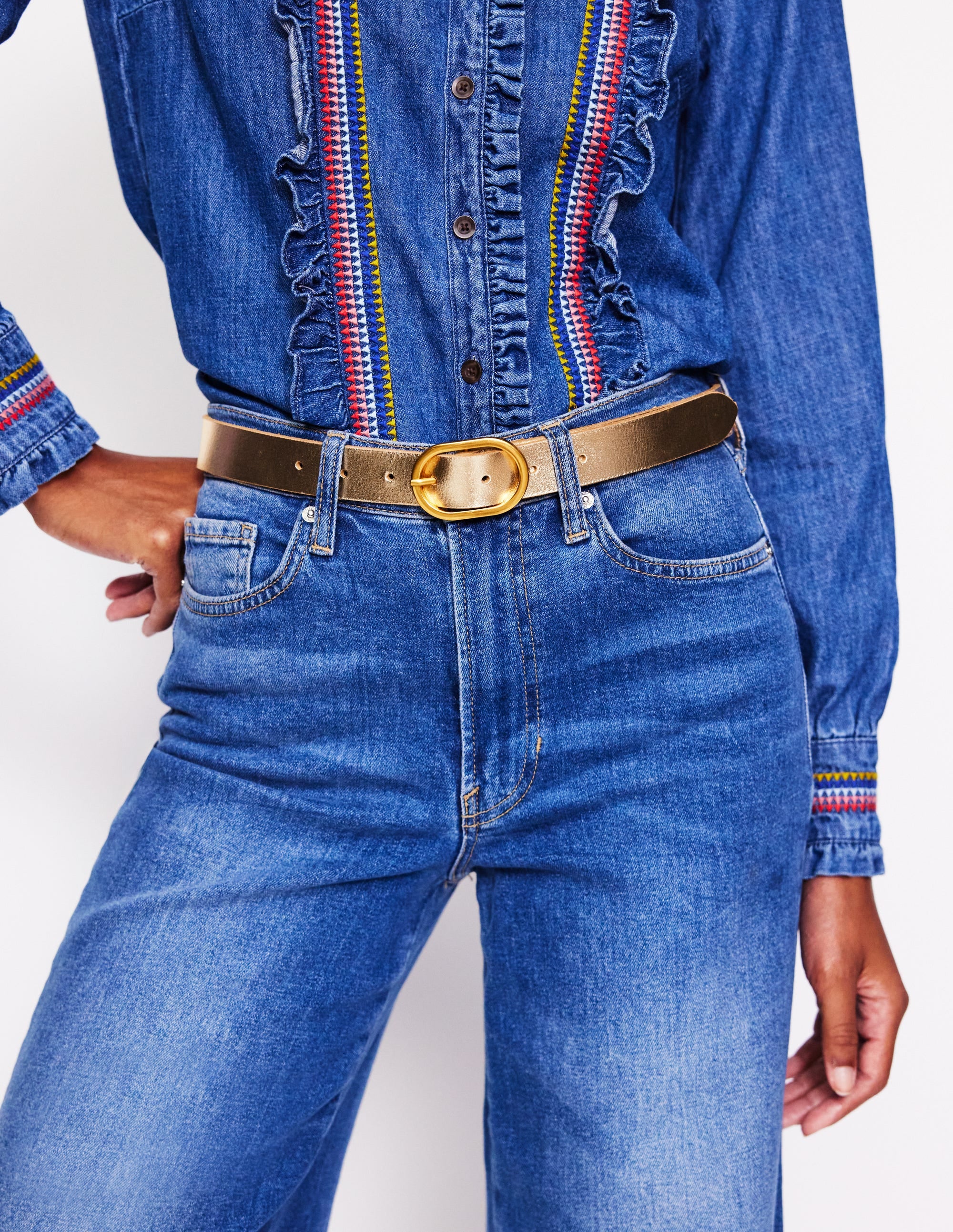 Classic Leather Belt-Gold - Image 1