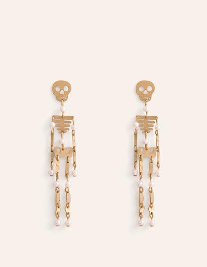 Metal Novelty Earrings-Skeleton