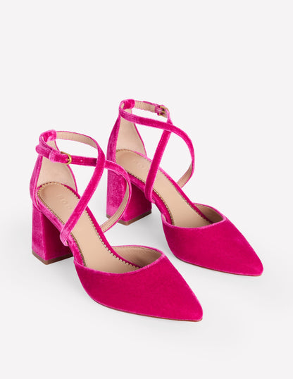 Strap Block Heel Point Courts-Cherries Jubilee