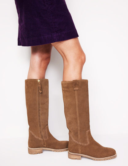 Flat Knee Boots-Tan-1