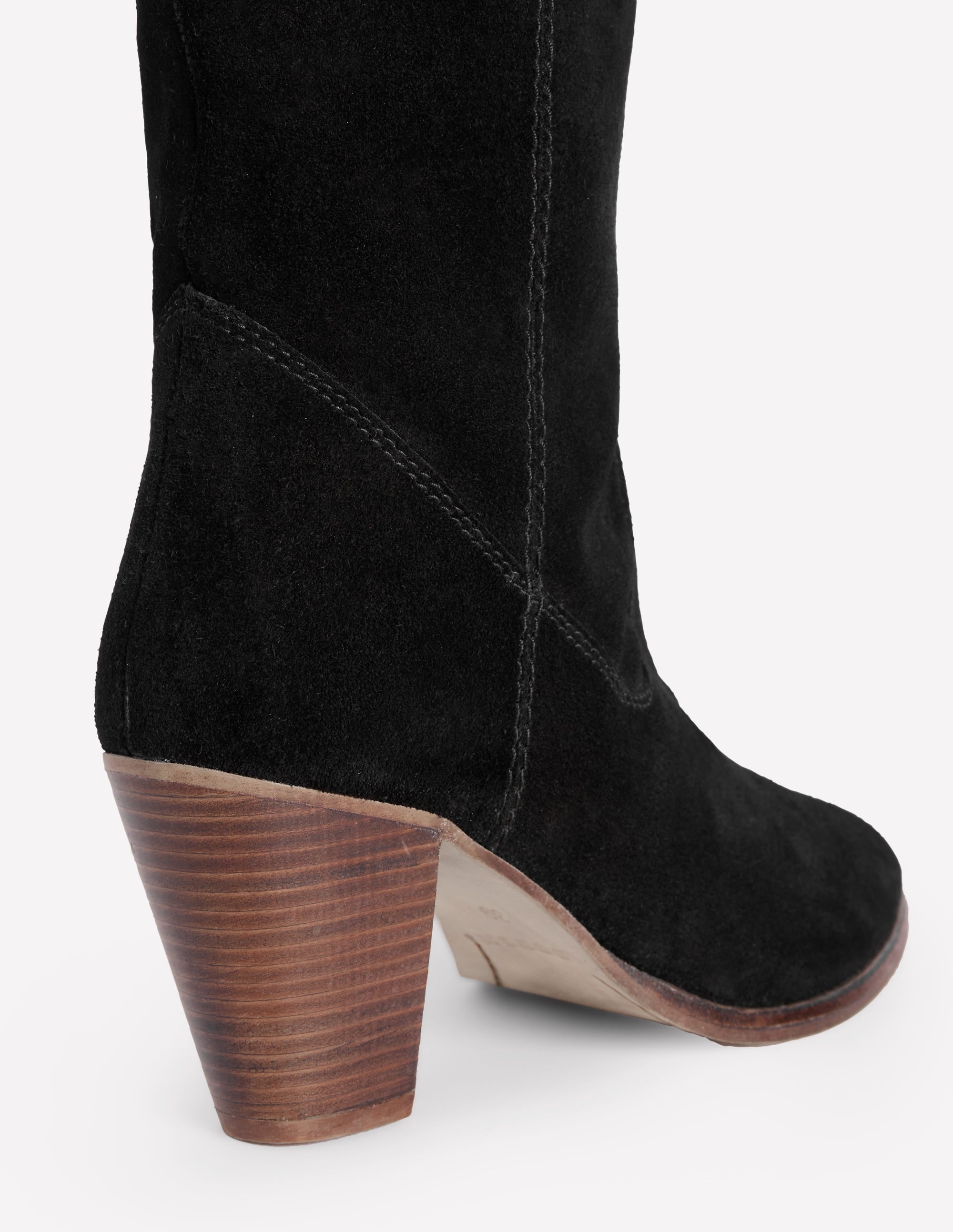 Almond Toe Heeled Knee Boots-Black - Image 4
