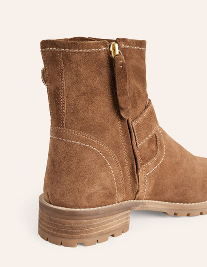 Buckled Biker Boots-Tan