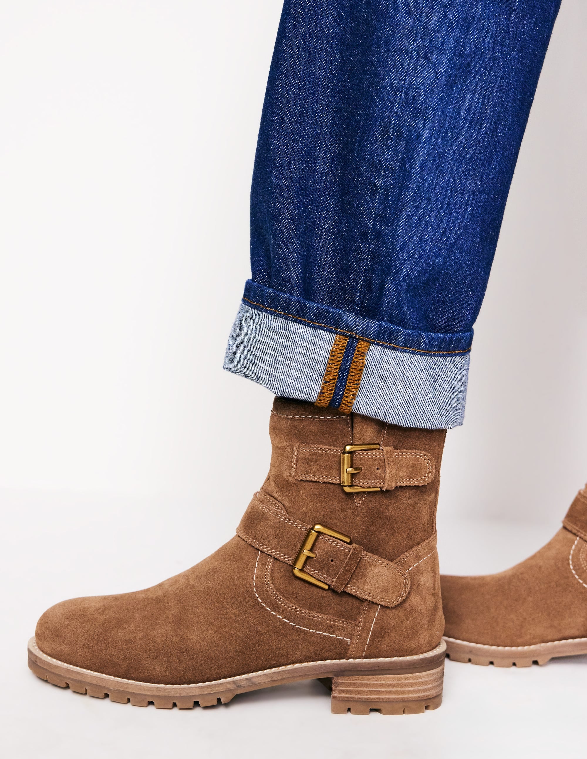 Buckled Biker Boots-Tan - Image 1