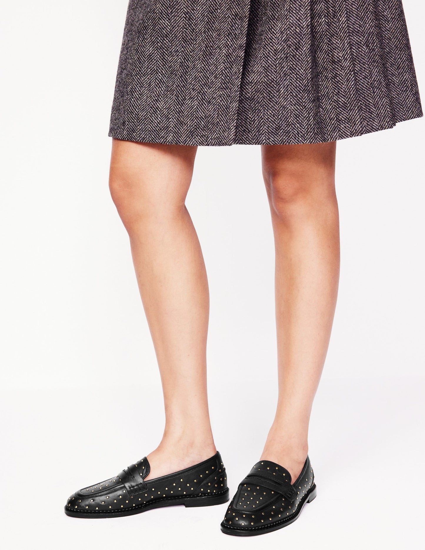 Nya Structured Penny Loafer-Black Studs