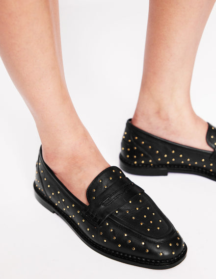 Nya Penny Loafers-Black Studs