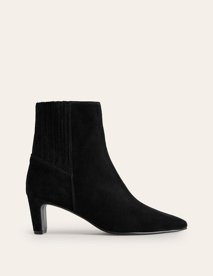 Back Panel Heeled Ankle Boot-Black