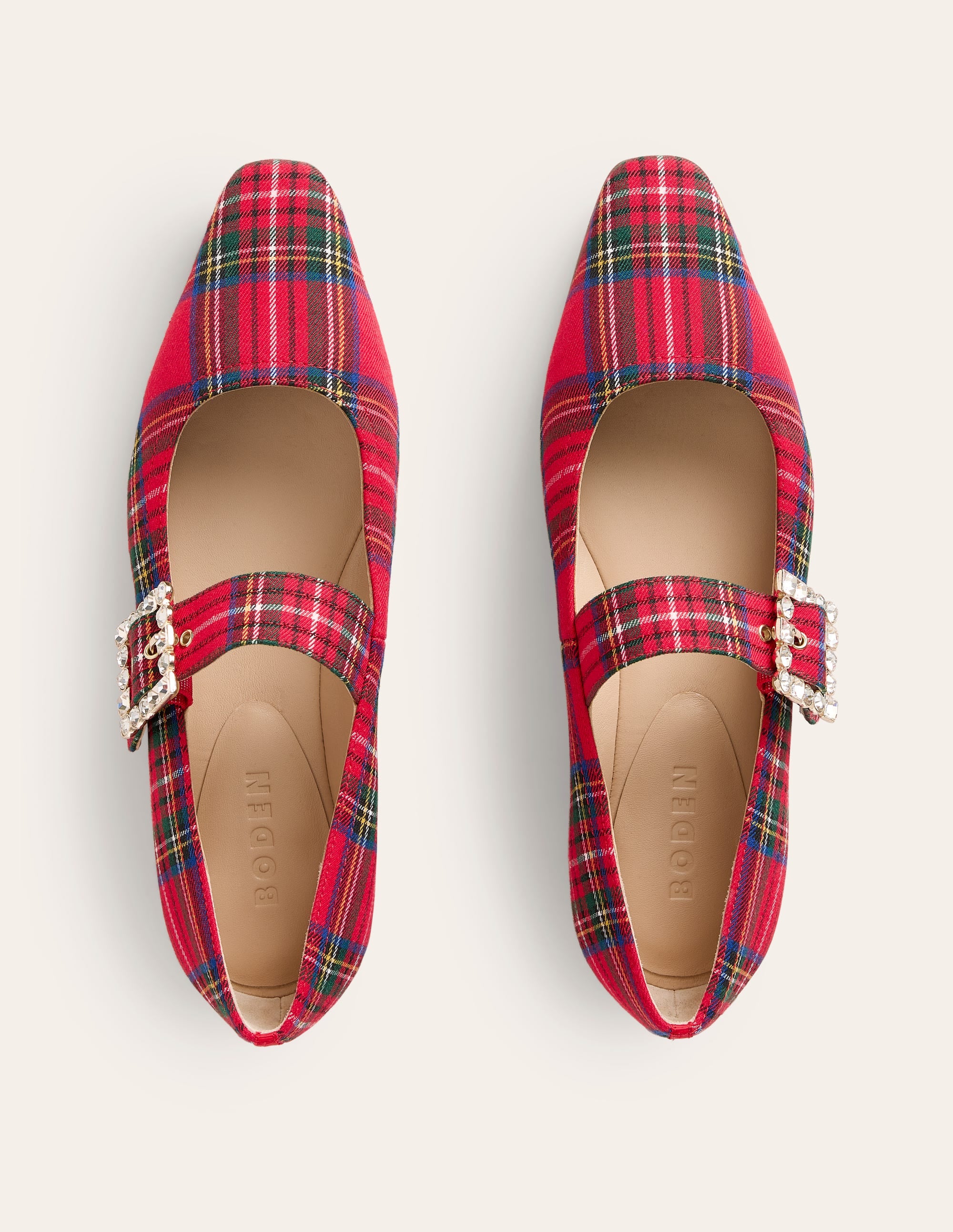 Vic Chisel Toe Mary Janes-Red and Blue Check - Image 5