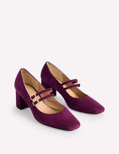 Block Heel Pump-Damson Suede