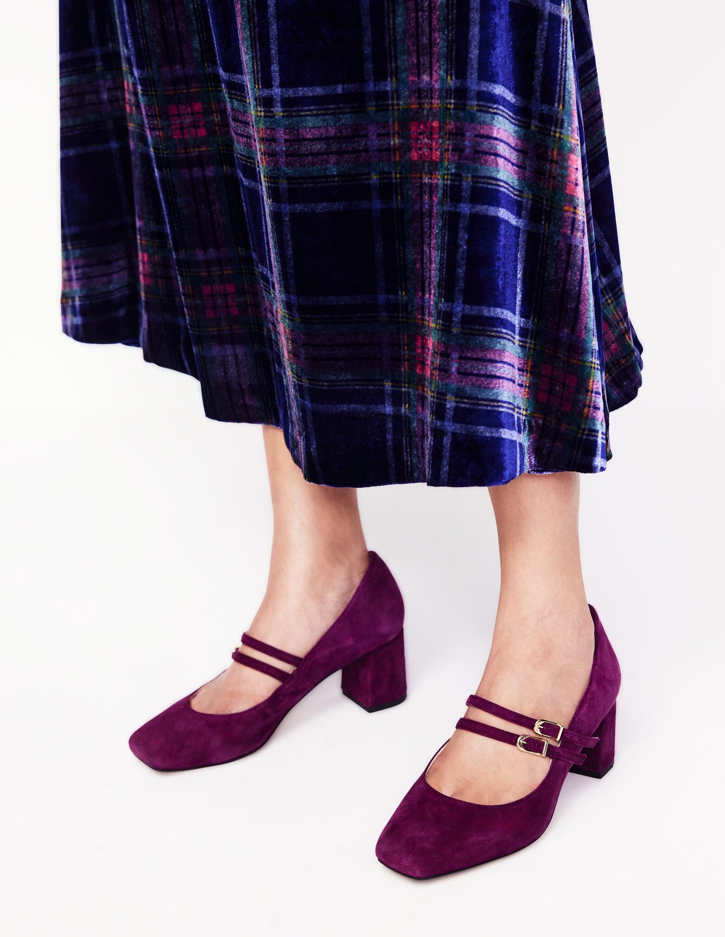 Block Heel Pump-Damson Suede