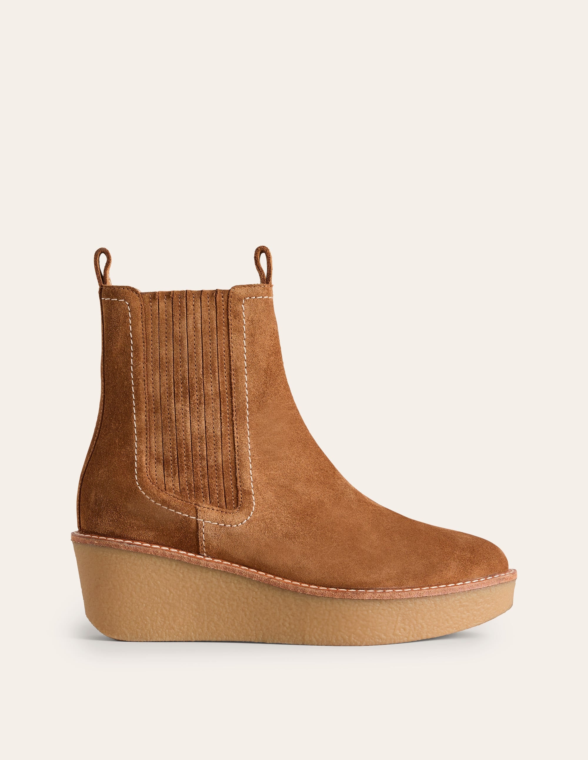 Wedge Ankle Boots-Tan - Image 1