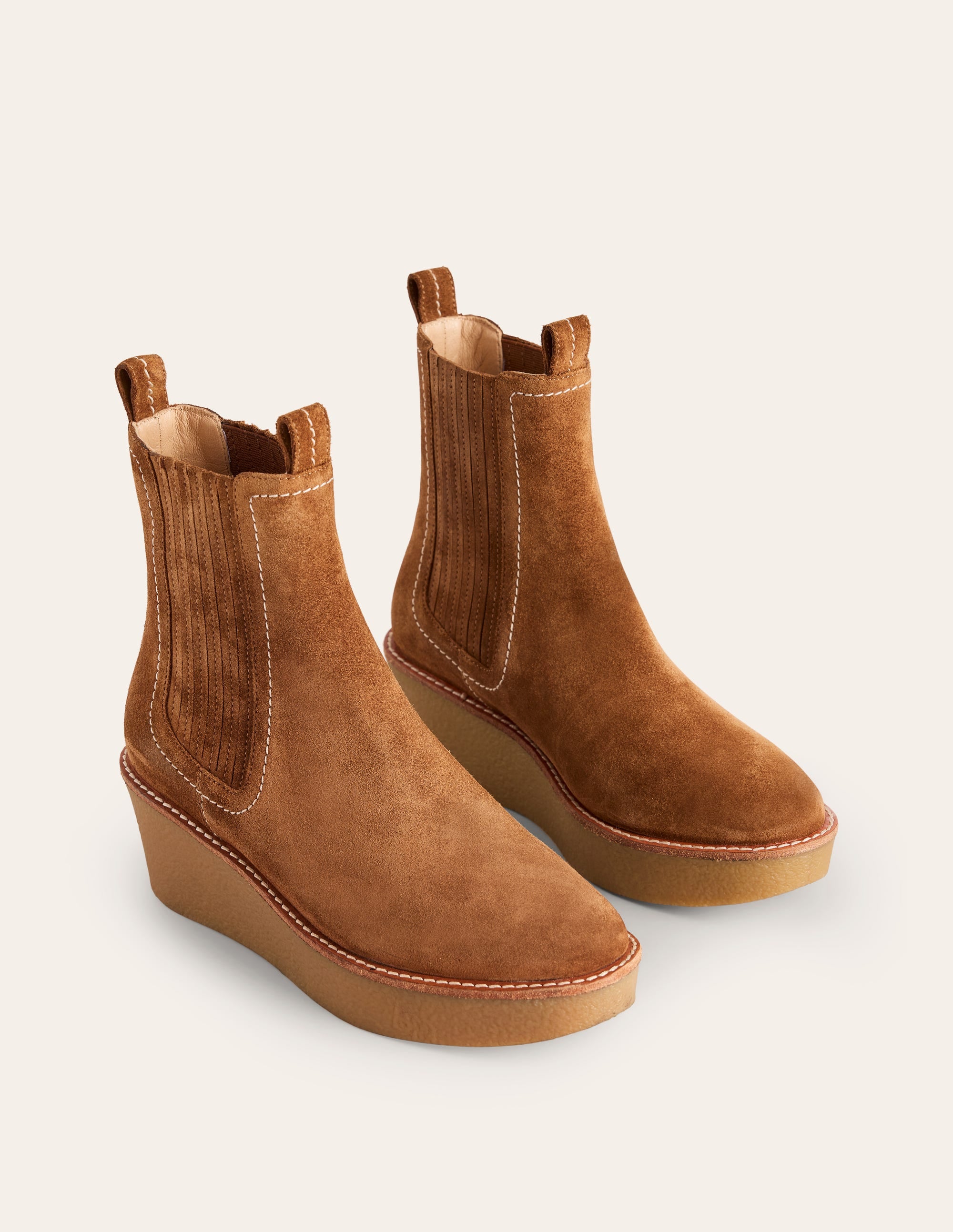 Wedge Ankle Boots-Tan - Image 3