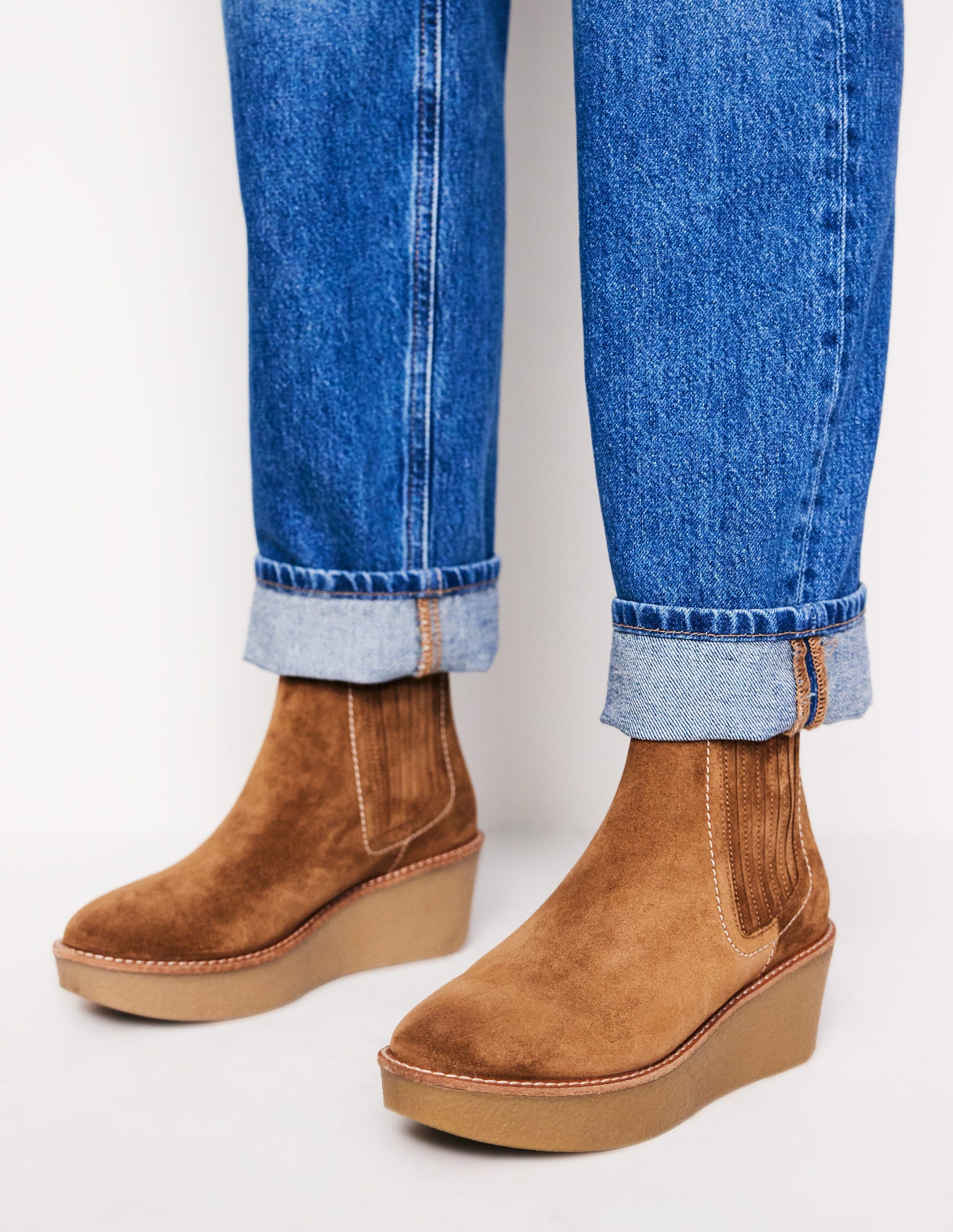Wedge Ankle Boots-Tan-2