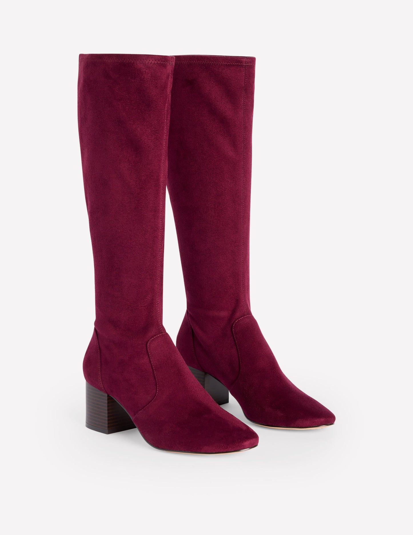 Stretch Knee Heel Boots-Oxblood