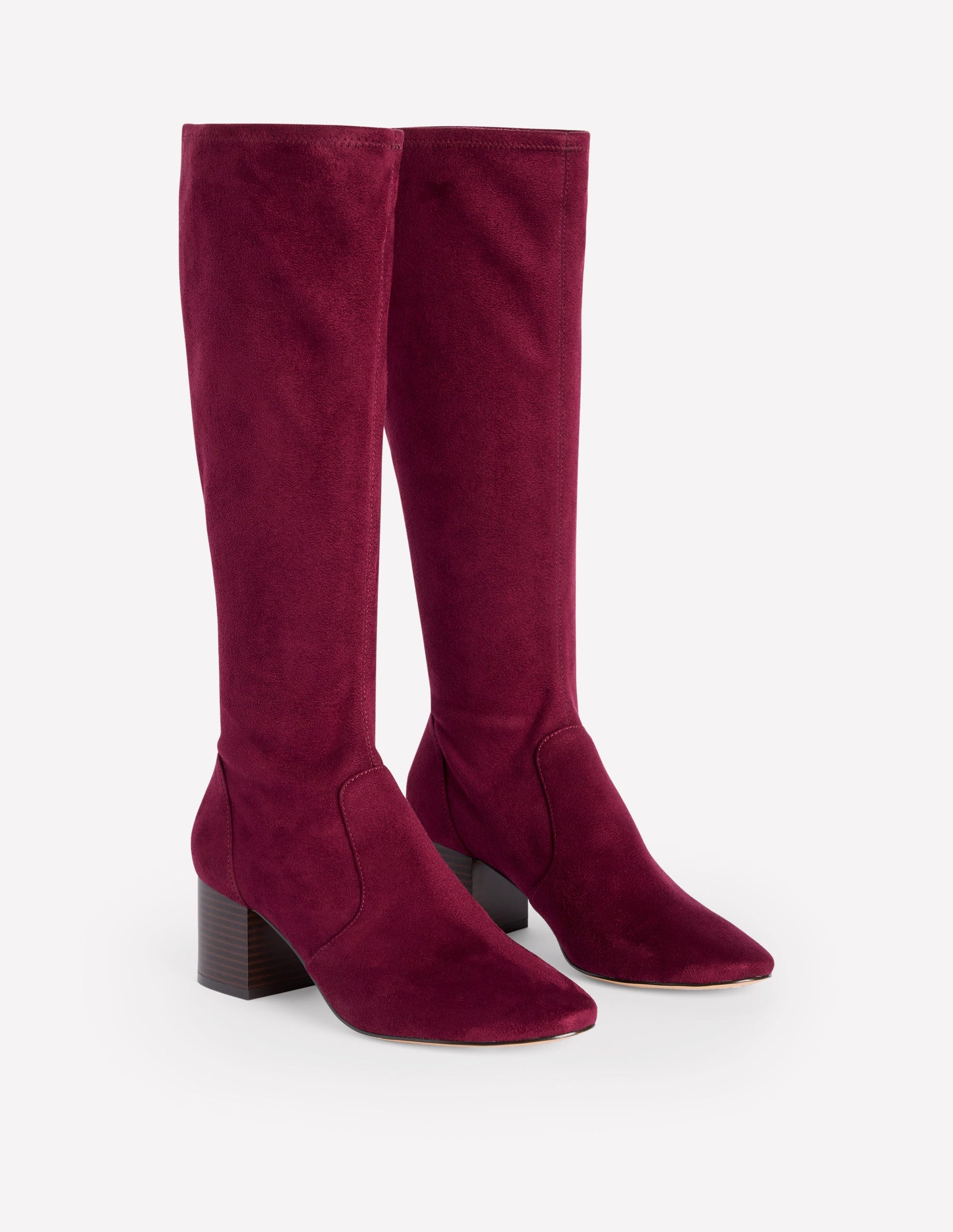 Stretch Knee Heel Boots-Oxblood-3