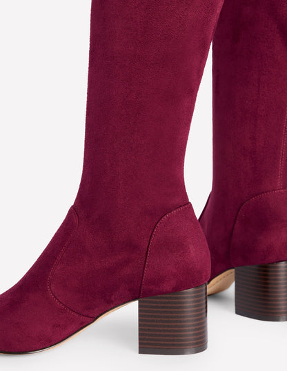 Stretch Knee Heel Boots-Oxblood-4
