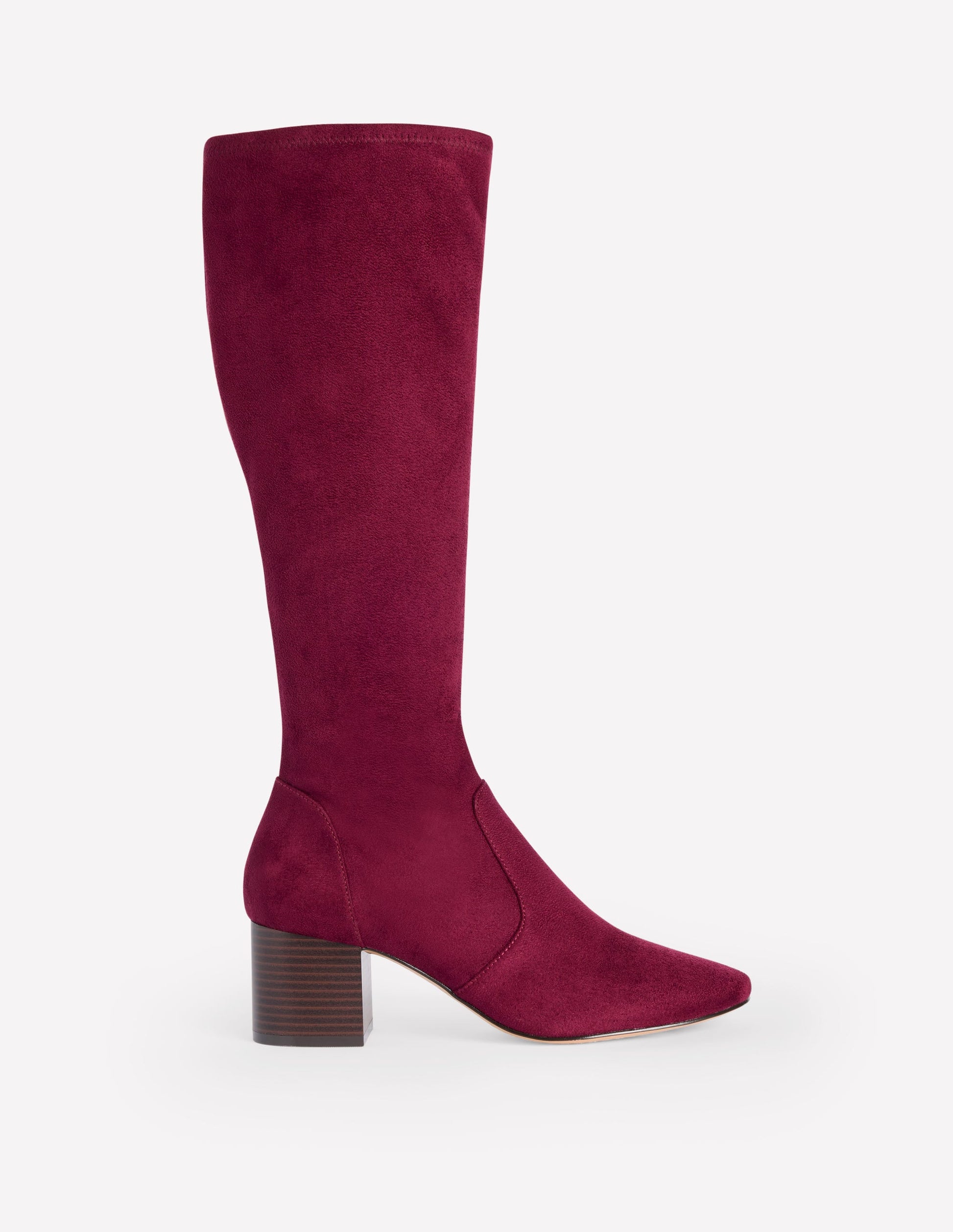 Stretch Knee Heel Boots-Oxblood-2