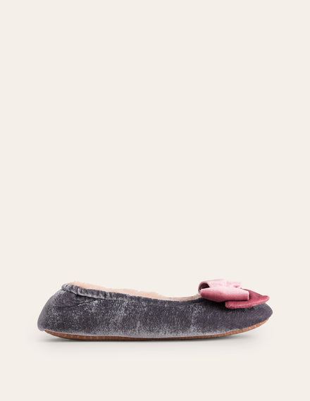 Bow Slippers-Grey