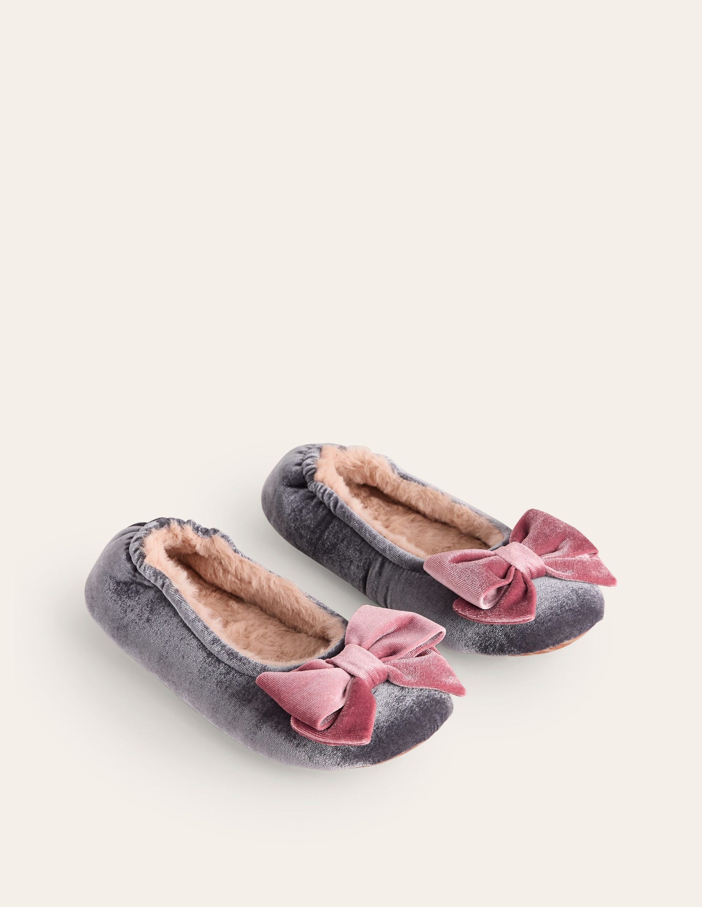 Bow Slippers-Grey