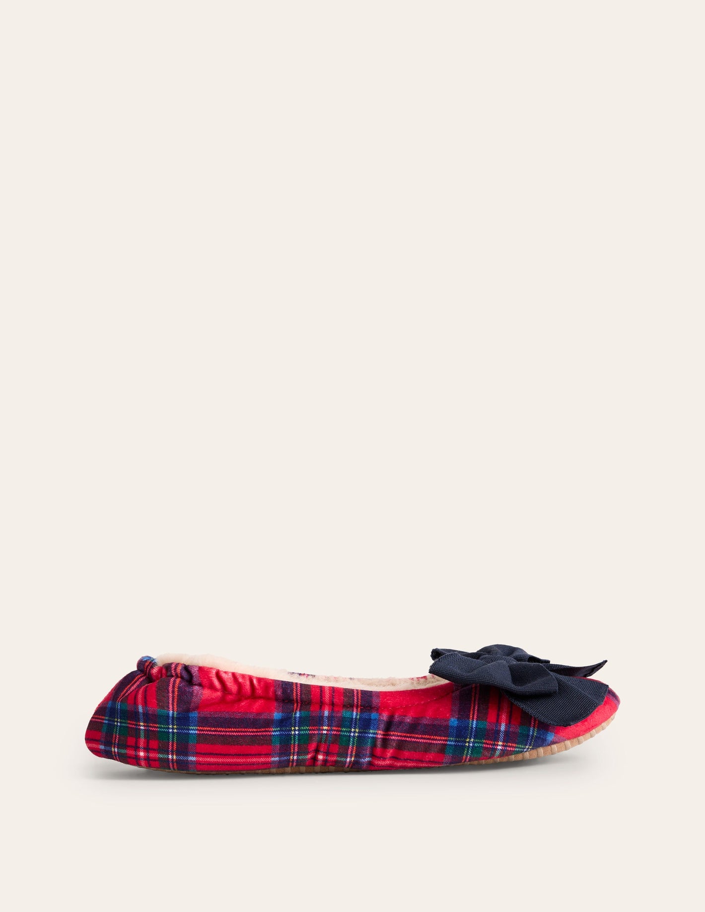 Bow Slippers-Red and Blue Check